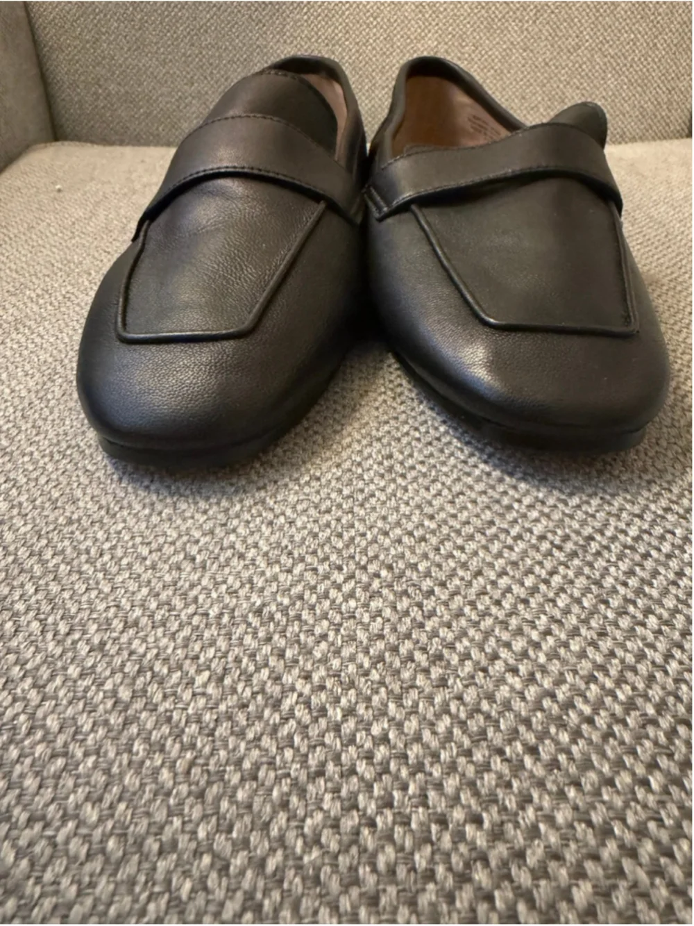 Talbots black leather loafers with square toe sz 7.5